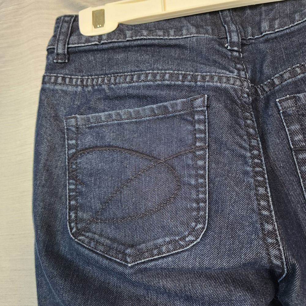 CHICO'S Size 00 (US 4/6) Platinum Denim Dark Wash Boot Leg Blue Jeans Modern Mom - Picture 6 of 10